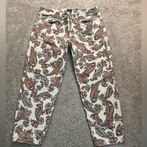 JOCKEY Womens Tan Paisley Capri Cropped Denim Pants-size 10